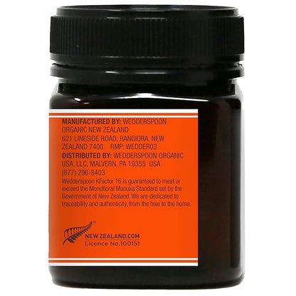 Wedderspoon Raw Premium Unpasteurized Manuka Honey, KFactor 16, 8.8 Oz