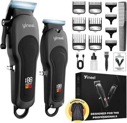 Yineel Hair Clippers for Men, Professional Cordless Clippers & Trimmer Set, Super Quiet, Clippers for Hair Cutting Kit with LED Display, Gift for Men Women Barber Kid