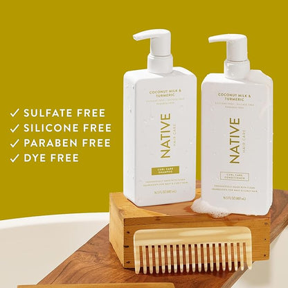 Native Coconut & Turmeric Shampoo and Conditioner Contain Naturally Derived Ingredients | All Hair Types, Color & Treated, Fine to Dry Damaged, Sulfate & Dye Free - 2-Pack