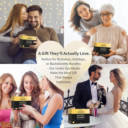 24k Gold Under Eye Patches (30 Pairs), Eye Mask, Collagen Skin Care Products, Eye Patches for Puffy Eyes, Eye Masks for Dark Circles and Puffiness.