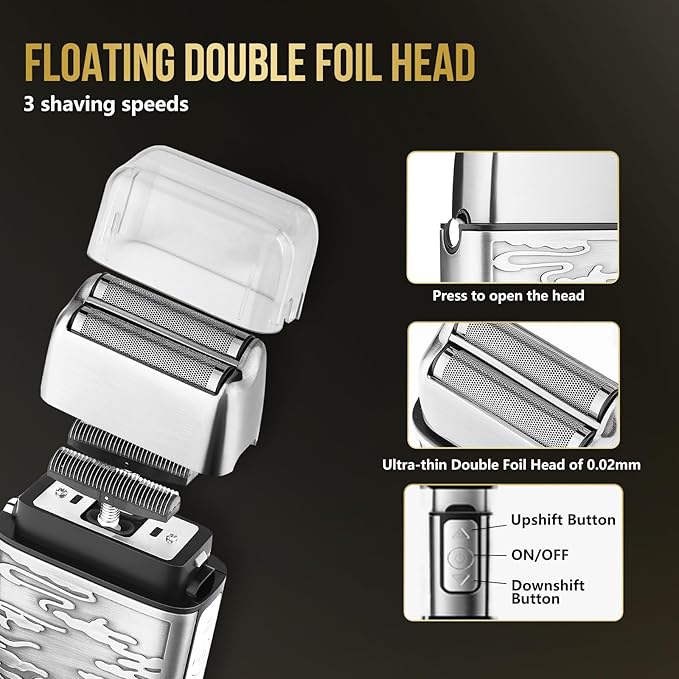 Professional Hair Clippers for Men T-Blade Barber Clippers and Trimmer Set Nose Hair Trimmer Foil Shavers for Men Clippers for Hair Cutting, LCD Display