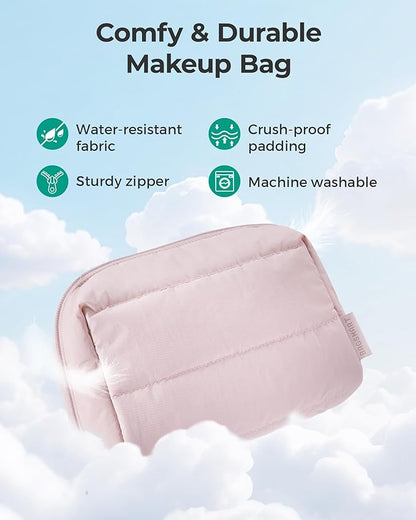 BAGSMART Travel Makeup Bag, Wide Opening Cosmetic Bag Compact & Spacious, Water-Resistant Travel Organizer Pouches for Women (Black)