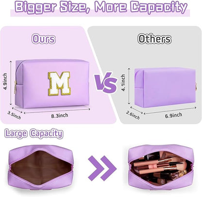 TOPEAST Gifts for Friends Female Mom, Cute Makeup Bag Small Pink Cosmetic Bag Travel Toiletry Bag, Personalized Birthday Gift for Women Girl, Preppy Travel Stuff for Girls (Purple C)
