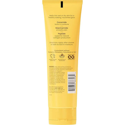 Burt's Bees Christmas Gifts, Boosted Body Moisturizing Melt With a Ceramide, Niacinamide and Peptide Complex, Intense Skin Hydration, Cream-to-Oil Body Lotion, Tropical Scented, 4 oz. Tube
