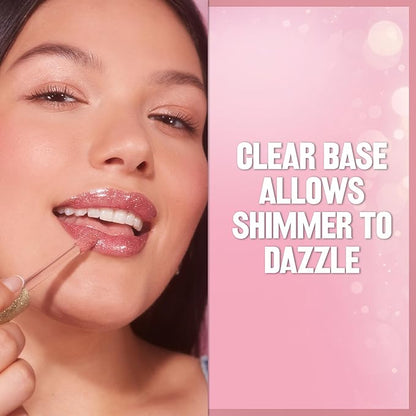 Revlon Super Lustrous Glimmer Gloss, Non-Sticky Lip Gloss, High-Shine Finish, Plant-Based Glitter, 002 Pink Prisma, 0.13 fl oz