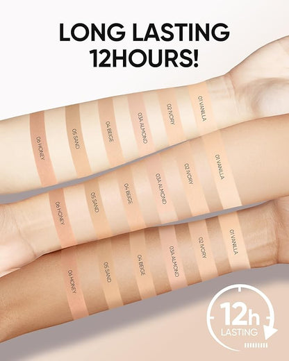 Cushion Foundation | Full coverage, Weightless, Skin fit, Satin Glow Finish, Oil-Control Waterproof Foundation, Sweatproof Flawless BB Cream CC Korean Makeup