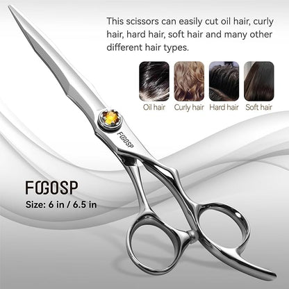 Professional Hair Scissors 6.5” Barber Scissors Japan VG10 Fine Cutting Blades Professional CNC Hair Shears Barber Scissor for Men and Women Haircut Shear Kit