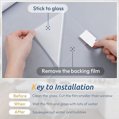 rabbitgoo Window Privacy Film, Frosted Glass Window Clings, Static Cling UV Heat Blocking Door Stickers for Home Bathroom, Removable Indoor Decal Coverings Day and Night, Pure, 17.5 x 78.7 Inches
