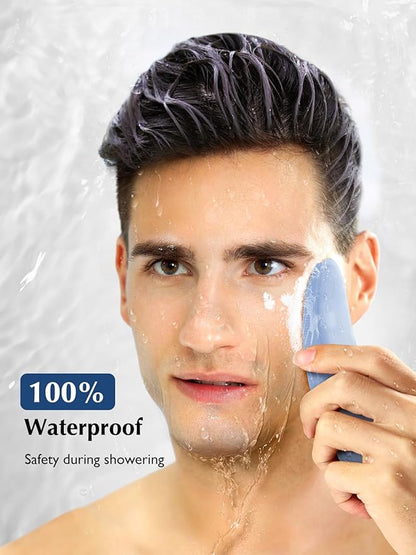 COSLUS Facial Cleansing Brush Silicone Face Scrubber: IPX7 Waterproof Rechargeable Face Wash Brush, 4 Cleansing Modes , Electric Face Brush for Cleaning, Exfoliating, Massaging