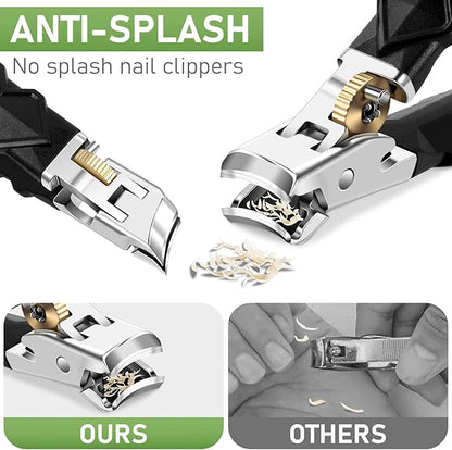 Toenail Clippers for Thick Toenails, Wide Jaw Opening Nail Clippers for Men, Heavy Duty Ingrown Toenail Clippers Nail Cutters, Ultra Sharp Slanted Nail Clippers with Long Handle