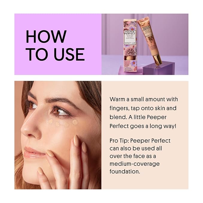 Winky Lux Peeper Perfect Under Eye Concealer, Makeup & Eye Brightener, Full Coverage Concealer for Dark Circles, Color Corrector & Eye Primer With Collagen, Hyaluronic Acid & Vitamin E (Neutral Beige)