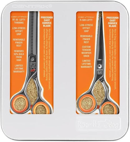 Cricket Centrix Roc-It Dog Professional Stylist 5” Hair Cutting Shears and RTL-30 Thinning Hair Cutting Scissors Duo Set, Salon Barber Supplies for Women and Men Haircut, Lefty