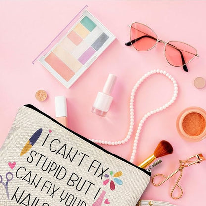 Nail Tech Gifts for Women Makeup Bag, Nail Tech Supplies, Gifts for Nail Technicians, Nail Lovers, Nail Tech Cosmetic Bag Toiletry Bag, Nail Artist Gifts, Manicurist Beautician Gifts