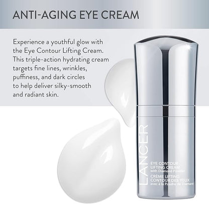 Lancer Skincare Eye-Contour Lifting Cream with Diamond Powder, Anti-Aging Eye Cream with Hyaluronic Acid, 0.5 Ounces