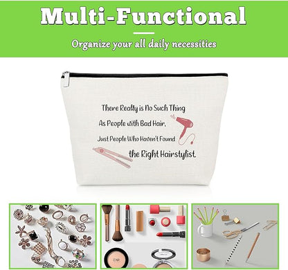 Hairdresser Appreciation Gifts for Hairstylist Makeup Bag Hair Stylist Thank You Gift for Women Hair Dresser Birthday Retirement Presents Cosmetology Graduation Presents for Cutter Cosmetic Pouch
