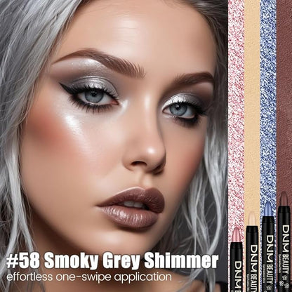 Grey Shimmer Cream Eye Shadow Stick Makeup for Women, Grey Shimmer Eyeliner Pencil Eyeshadow Brightener Stick for Eyes, Waterproof Eyeshadow Applicator Blendable, sombras para ojos 58#