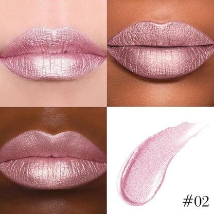 Kaely 2-in-1 Light Pink Metallic Lipstick and Lip Liner, Shimmer Liquid Metallic Lipsticks for Women, Glitter Lip Gloss Stain Long Lasting Waterproof Smudge Proof 24 Hour, Vegan Makeup, 02