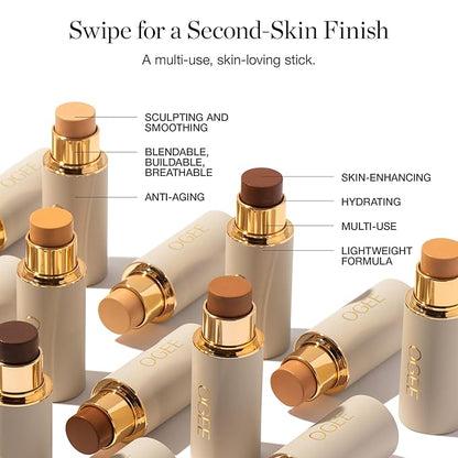 Ogee Sculpted Complexion Foundation Stick (Poplar 0.10C Fair, White-Pink Undertones) Full Coverage Foundation Makeup - Instantly Balance & Even Complexion - 70% Organic Ingredients