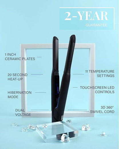 GLAMPALM Hair Straightener 0.5" Ceramic Flat Iron Infused with Vita C, Korea's No.1 Professional Salon Tool for Short Hair, Dual Voltage, Digital LED(210°–450°), 20s Fast Heat-Up (GP101T)