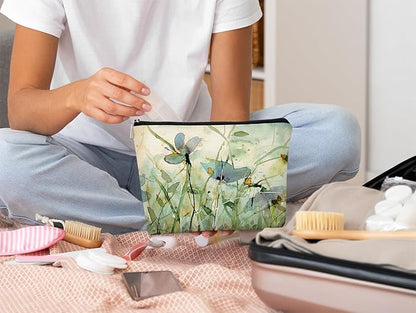 Floral Makeup Bag - Wildflower Cottagecore Vintage Cosmetic Organizer for Women and Girls - Small Aesthetic Flower Design