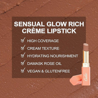 Oulac Color Rich Satin Lipstick - Light Brown Full Coverage Lip Color, Creamy Silky-Smooth, Moisturizing, Satin Matte Finish, Infused With Shea Butter, Vegan & Clean Beauty, 4g, SG10 Bailey