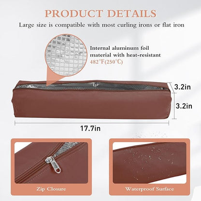 Professional Hot Hair Tools Organizer Bag Portable Travel Heat Resistant Storage Case Pouch for Curling Irons, Flat Irons, Hair Straightener and Styling Tools(17.7" x 3.2"x 3.2")