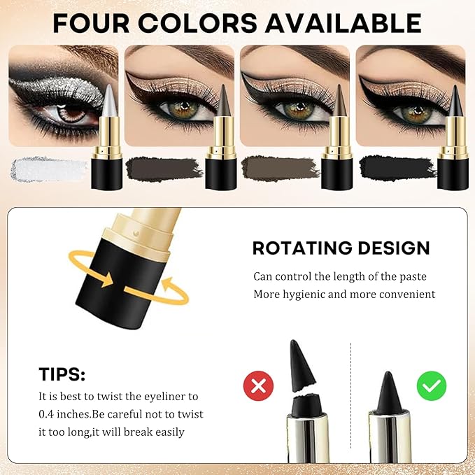 EverGlider Silver Gel Eyeliner Pencil, Waterproof Metallic Eye Liner Crayon for Highlighting & Bold Eye Looks, Creamy Long-Lasting Silvers Makeup Stick for Party & Costume Makeup (01# Silver)