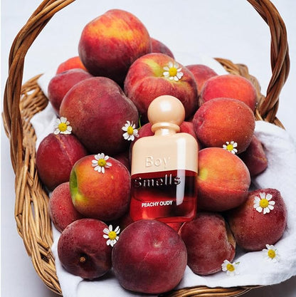 Boy Smells Peachy Oudy Eau de Parfum – Peach, Mimosa, Marigold and White Oud Scent – Fruity Woody Unisex Perfume – Everyday Body Fragrance – Signature Glass Spray Bottle – 50ml