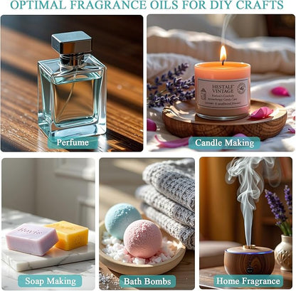 Clean Home Fragrance Essential Oil Set - Forest Pine, Fresh Cut Grass, Fresh Cotton, Ocean Breeze, Orange, Amber 6x10ML for Diffusers, Aromatherapy, Massage, Perfume, Soap Making and Candle