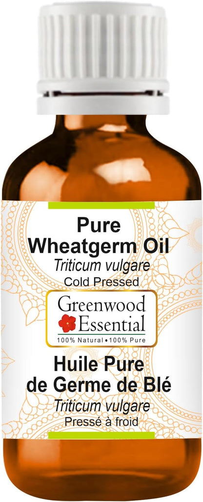 Greenwood Essential Wheatgerm Oil (Triticum vulgare) | Cold Pressed | Natural | Undiluted | For Diluting Essential Oils | For Skin & Massage | Men & Women | 15ml (0.50 oz)