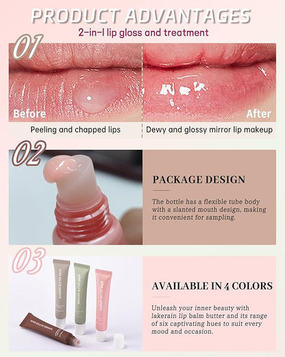 Hydrating Tint Lip Balm Summer Butter Kit, Mint Clear Sheer Beige Brown Pink Sugar Glossy Lip Gloss,Moisturizing Non-Sticky Jelly Lip Moisturizer,Glow Reviver Lip Care Oil,Gift for Women Girl-Set E