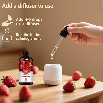 Strawberry Fragrance Oil-Strawberry Essential Oil 8.33oz (250ml)-100% Pure Natural Scent for Diffusers, Candles, Soap Making & Aromatherapy | Relaxing Home & Gift Essential Oil for Bath, Massage