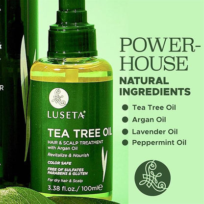 Luseta Tea Tree Oil for Hair, Hair Serum for For Damaged and Oily Hair, Revitalizing & Nourishing for Healthy Hair Color Safe Hair Oil 3.38 Fl oz
