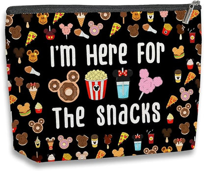 Magic Kingdom Lover Gift Halloween Snacks Cosmetic Bag Snacks Bag for Travel Cute Toiletry Bag for Girls Teens Friends Makeup Organizer Zipper Pouch (for The Snacks Black)