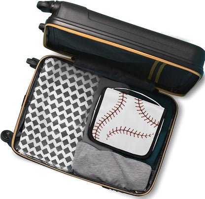 Travel Toiletry Bag for Women & Men Sport Baseball Red Hanging Cosmetic Organizer Portable Waterproof Makeup Case Make Up Bag with Compartments Travel Essentials for Bathroom Shower
