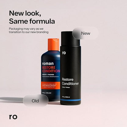 Ro Men's Revive Shampoo & Restore Conditioner Duo | Exfoliates, Clarifies, Fortifies & Moisturizes for Thicker Looking Hair, Made Without Sulfates, Parabens, or Phthalates | 8 fl oz (Pack of 2)