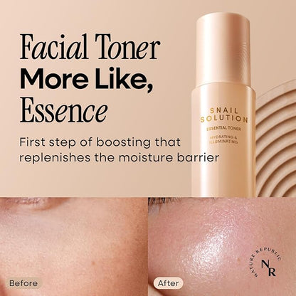 Nature Republic Snail Mucin Toner – Korean Skincare, High Content Mucus, Advanced Face Moisturizer for Skin Care Beauty, Niacinamide, Hydrating lightweight Age-Defying Booster, 130mL/4.39 Fl.Oz