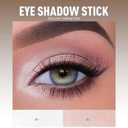2 Colors Eyeshadow Stick Shimmer Glitter Eye Shadow Pencil Waterproof Eye Brightener Crayon Highlighter Eye Liner Pen Multi-Dimensional Buildable & Blendable High Pigmented Eyes Look Makeup, 1+3