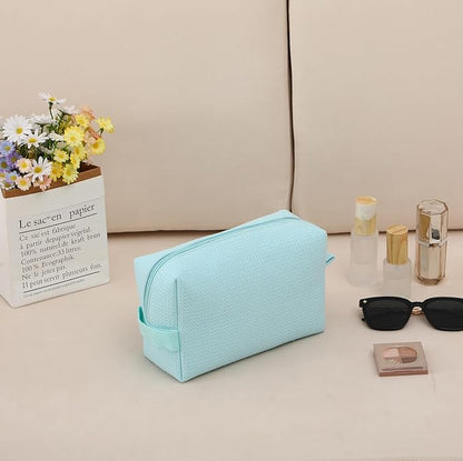 DYSHAYEN Waffle Makeup Pouch Bag, Small Travel Cosmetic Bag, Gifts for Women Bridesmaid,Wedding,Christmas (Mint)