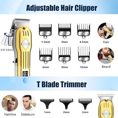 Hair Clippers for Men, Professional Beard Trimmer Mens Shaver Electric Razor Nose Trimmer Kit, Cordless Barber Clippers and Trimmers Set, Hair Cutting Kit, Shaving Machines for Men Grooming Gifts