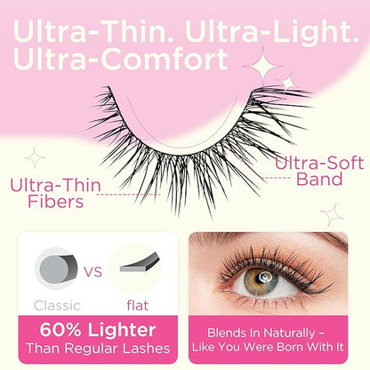BEPHOLAN False Eyelashes With Tweezers- Ultra-thin False Lashes10 Pairs Eyelashes Pack Natural look Lash Strips Lightweight Lashes with Soft Clear Band(CCS117)