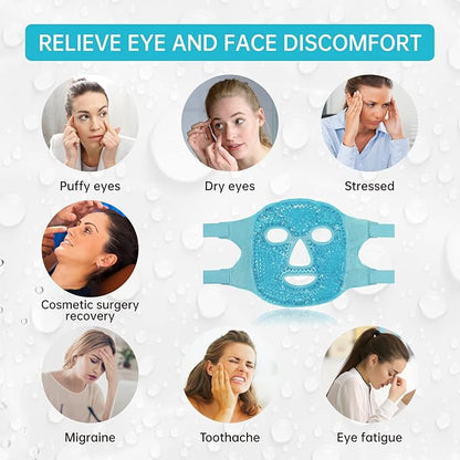 ZNÖCUETÖD Cold Face Eye Mask Ice Pack Reduce Facial Puff, Dark Circles, Gel Beads Hot Heat Cold Compress Pack, Face SPA for Woman Sleeping, Pressure, Headaches, Skin Care, Post Laser Care[Blue]