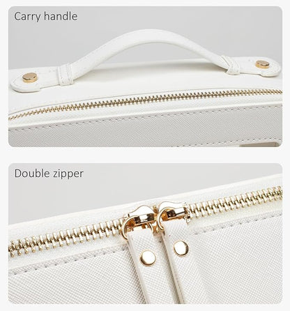 LETGO Clear Makeup Bags, TSA Approved Toiletry Bag with Zipper, Clear Makeup Organizer Large Fit Carry-on Travel Essentials,Clear Cosmetic Bags for Women Men (Large-White) (YunGoGo)