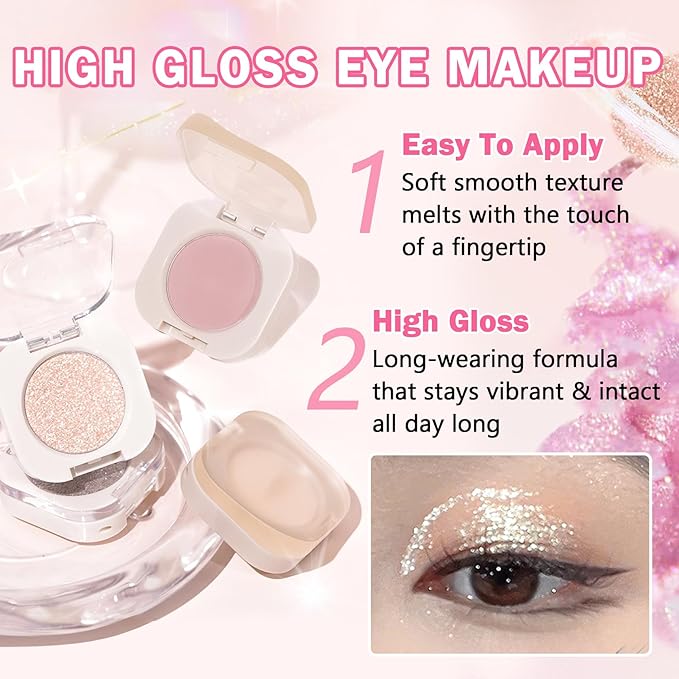Single Eyeshadow Nude Eyeshadow Primers,Beige Brown Eyeshadow,Ultra Fine Smooth Powder Long Lasting High Pigment Eyeshadow,Daily Korean Eyes Makeup (01 Moonlight)