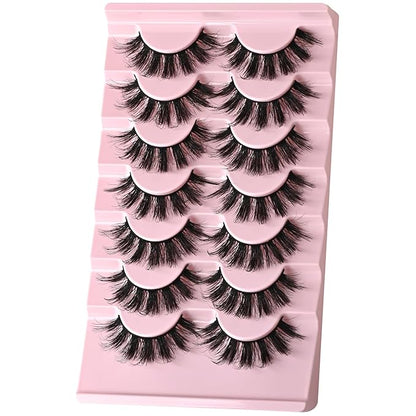 FARRED Lashes Strips Natural Fake Eyelashes Wispy Doll Eye Lash Manga Eyelash Natural Look 7 Pairs Separated Volume False Eyelash Pack Wispies Anime Strip Pestañas Spiky Look (A10 | 11-17MM)