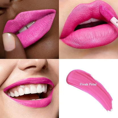 3-Pack Multicolor Matte Liquid Lipstick Set –Urban Chic, Purple & Fresh Petal – Long-Lasting, Smudge-Proof, Waterproof – High-Pigment, Transfer-Resistant Colors for All-Day Wear