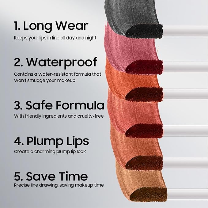 Lip Liner, Lip Gloss Gift for Women Matte Finish Vegan & Cruelty-Free, Highly-Pigmented for Create A Natural Lip Color (Coral)