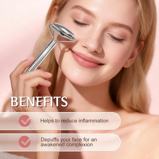 Gua Sha & Face Roller, Stainless Steel Gua Sha Facial Tools,Lymphatic Drainage Massager for Face, Eyes,Chin & Jawline Sculpting,Body Gua Sha Tools with Pouch (Light Silver)