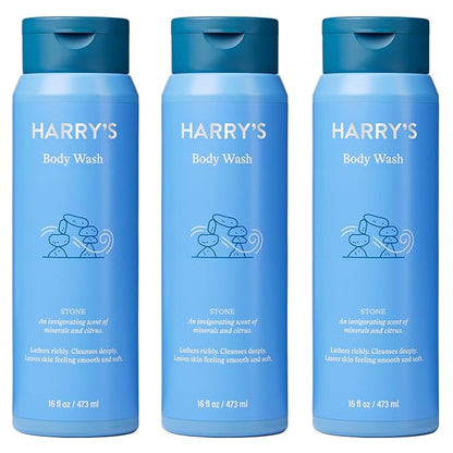 Harry's Men's Body Wash Shower Gel - Stone, 16 Fl Oz (Pack of 3)