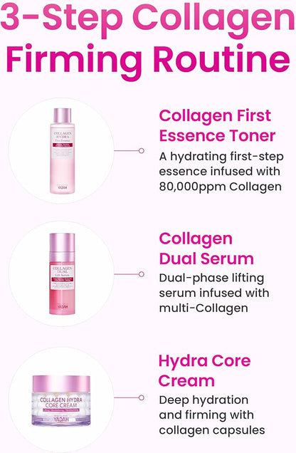 YADAH Collagen Hydra Essence – Deep Hydration, Soothing with 80,000ppm Collagen peptides and Triple Hyaluronic Acid, Centella Asiatica Extract, Niacinamide – 5.07 fl oz